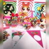 Moldes digitais em alta resolução do tema As Meninas Superpoderosas para papelaria personalizada e decoração de mesa de aniversário.