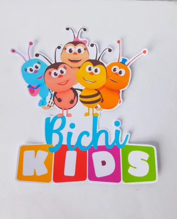 Kit digital de decoração para festas com topper de bolo e temas lúdicos da animação Bichikids.