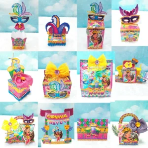 Moldes digitais de máscaras de Carnaval em camadas para Silhouette Studio.