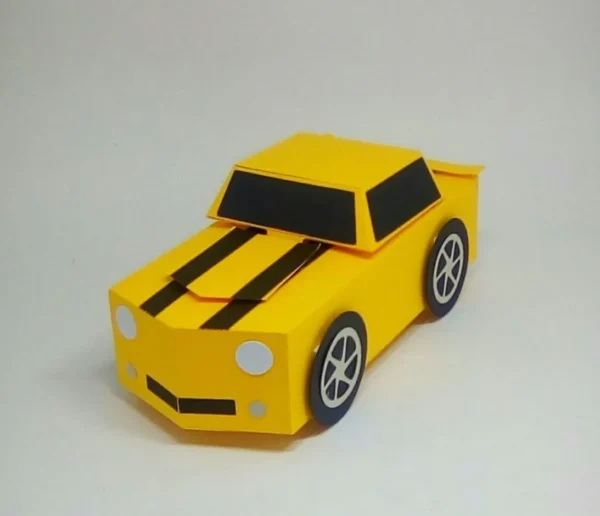 Moldes digitais em formato Silhouette Studio para montar carrinho do Transformers Bumblebee.