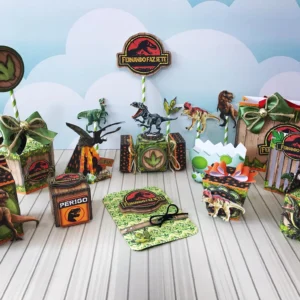 Caixinhas personalizadas de dinossauros prontas para impressão e corte em Studio e PDF.