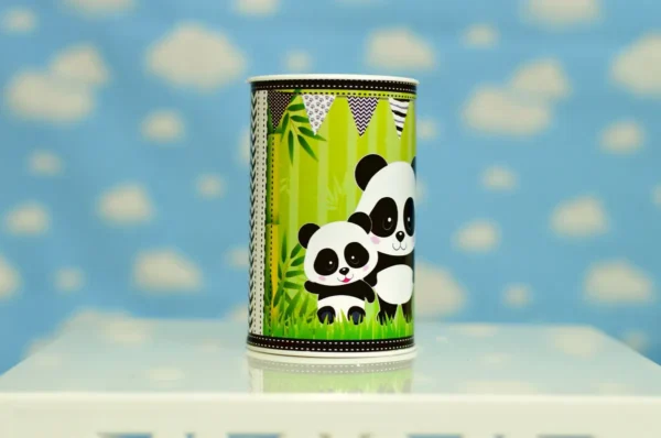 Arquivo digital para imprimir e cortar em casa decoração de festa e topper do tema infantil Panda Menino.