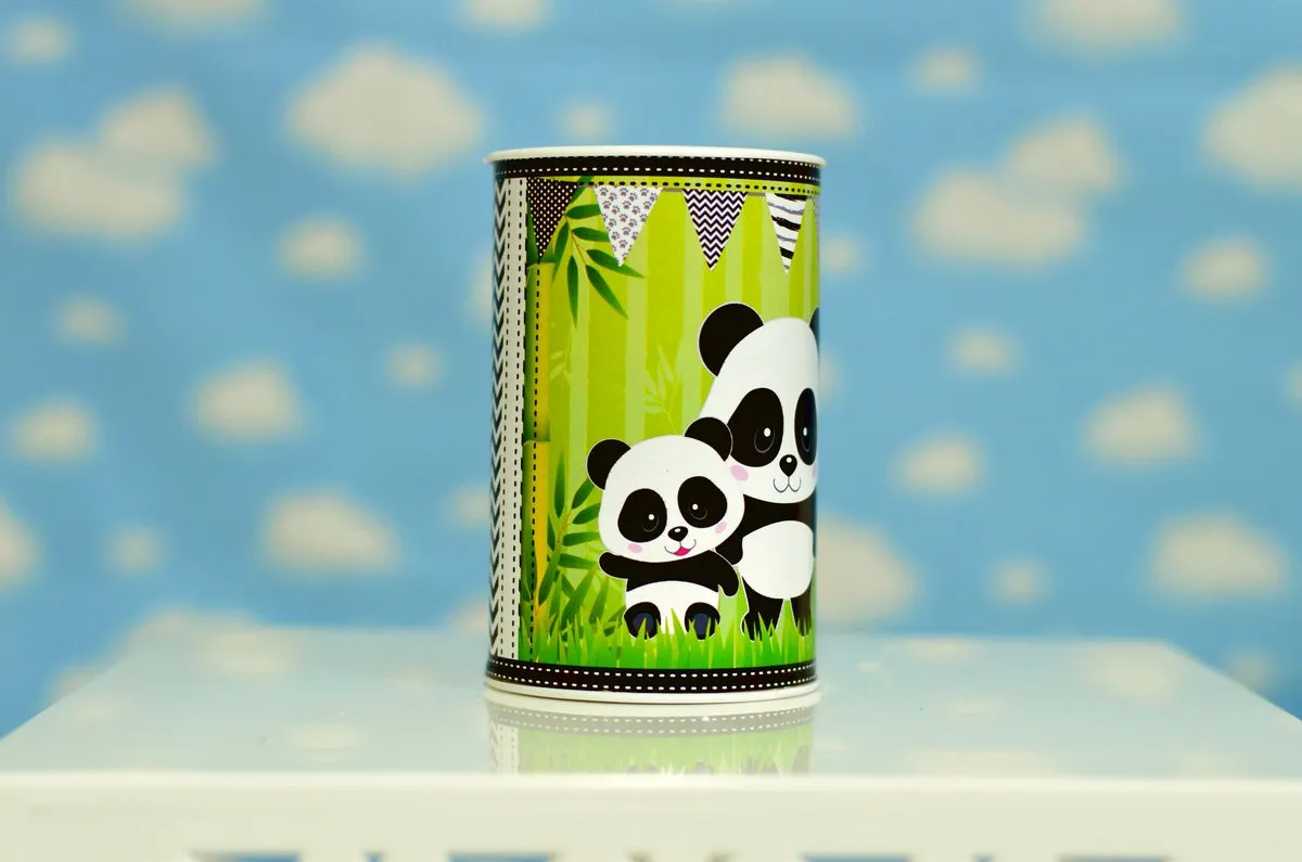 Arquivo digital para imprimir e cortar em casa decoração de festa e topper do tema infantil Panda Menino.
