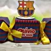 Elementos decorativos do escudo do Barcelona e estrelas dispostos em folha de corte digital no programa Silhouette Studio com marcas de registro para impressão e recorte.