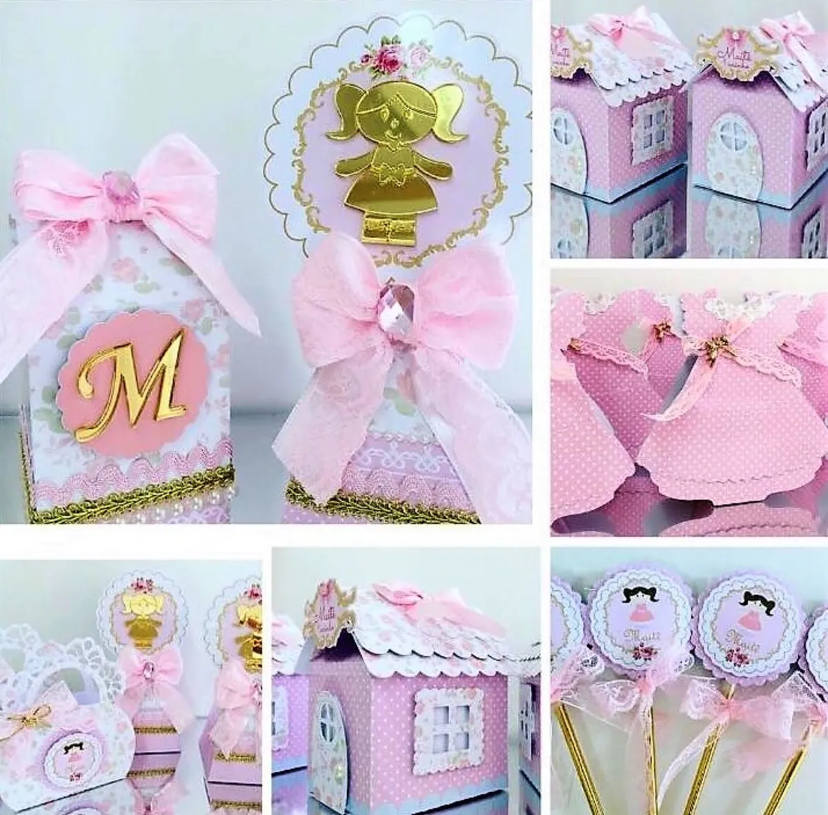 Topper de bolo e apliques para decoração de festas tema Bonecas em arquivo digital Studio.