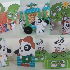 Moldes práticos de scrapfesta para lembrancinhas de aniversário do Doki em formato Studio.