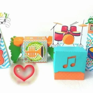 Topper de bolo e apliques para decoração de festas tema Música em arquivo digital Studio.
