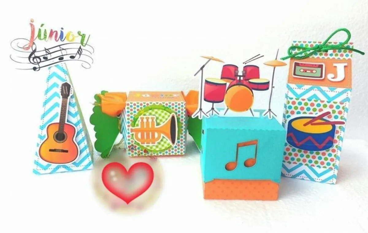 Topper de bolo e apliques para decoração de festas tema Música em arquivo digital Studio.