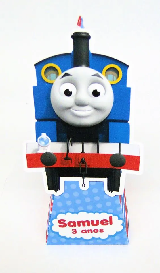 Topper de bolo e apliques de trenzinho para decoração de festa infantil tema Thomas e Seus Amigos em arquivo digital.