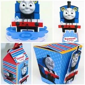 Topper de bolo de trenzinho para decoração de festas com o tema Thomas em formato Studio.
