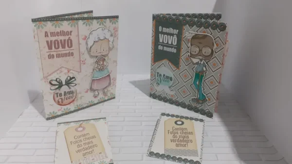 Molde digital para o Dia dos Avós com caixa personalizada e topper decorativo para homenagens.