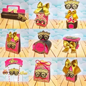 Moldes digitais de topo de bolo e apliques no tema baile de máscaras para Silhouette Studio.
