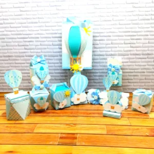 Caixinhas personalizadas com desenhos de balões prontas para recorte na Silhouette.