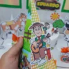 Kit digital de decoração para festas com topper de bolo e temas lúdicos dos animais da Fazenda do Zenon em camadas.