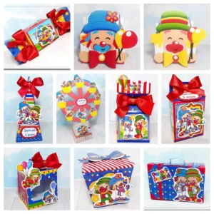 Personalizados e topper dos palhaços Patati Patatá para decoração de festa infantil em arquivo digital de corte.