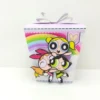 Elementos decorativos das Meninas Superpoderosas em camadas de papel para topper de bolo e tags.