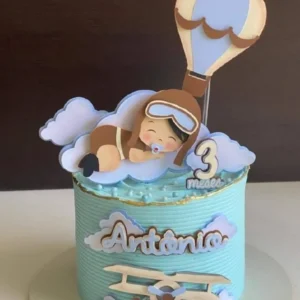 Projeto digital de topo de bolo no tema Aviador configurado para o programa Silhouette Studio.