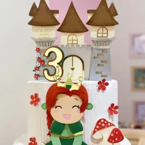 Topper de bolo para decoração de festas com o tema da Princesa Fiona em arquivo Studio.