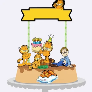 Moldes digitais de topo de bolo do gato Garfield prontos para Silhouette Studio.