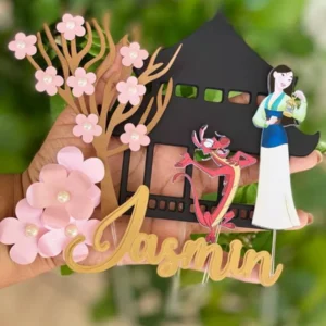 Topper de bolo para decoração de festas com o tema Mulan em arquivo digital Studio.