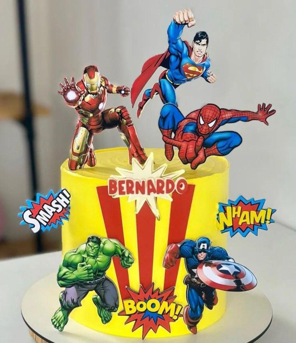Arquivos de Corte Super Heróis: 10 Modelos Topper de Bolo Festa