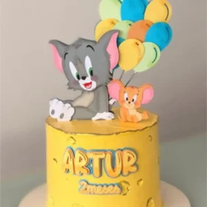 Arquivo digital de topo de bolo no tema Tom e Jerry no formato Silhouette Studio.