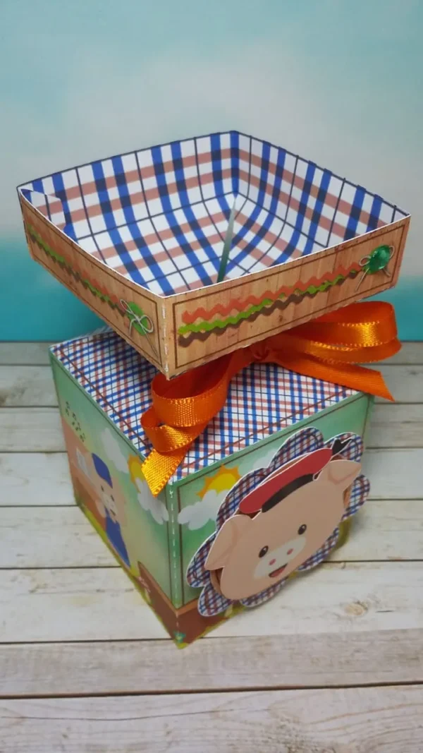 Caixinhas personalizadas dos Três Porquinhos prontas para recorte em Studio e PDF.