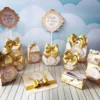 Topper de bolo luxuoso para decoração de festas com o tema Bodas de Ouro em formato Studio e PDF.