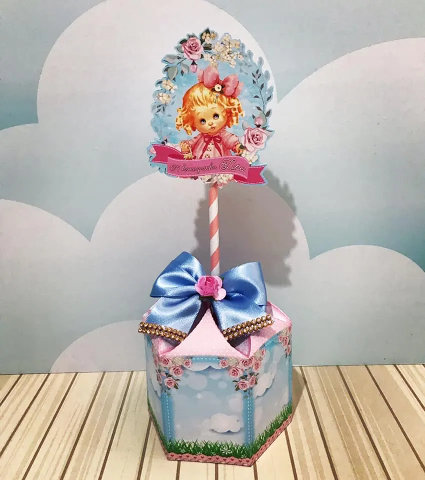 Kit digital de decoração para festas com topper e temas de Bonecas delicadas.