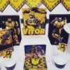 Molde de caixa milk amarela com listras pretas de corrida, exibindo o escudo dos Autobots e o carro esportivo Bumblebee em relevo tridimensional na frente.