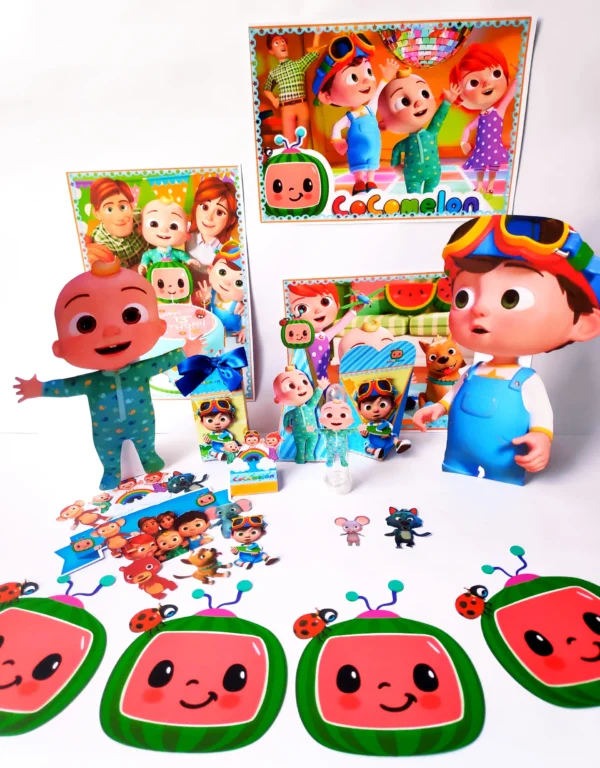 Kit digital de personalizados infantis no tema Cocomelon em Studio e PDF.