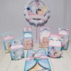 Arquivo digital de corte com gatinho fofo, patinhas e novelo de lã para decoração de festa infantil e papelaria personalizada.