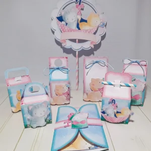 Arquivo digital de corte com gatinho fofo, patinhas e novelo de lã para decoração de festa infantil e papelaria personalizada.
