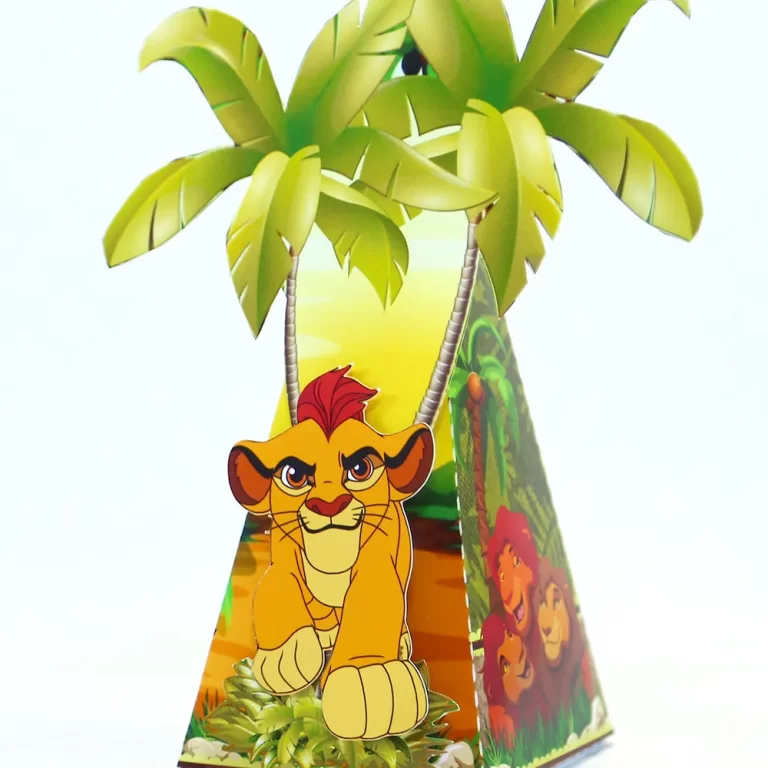 Elementos decorativos da savana e personagens da Guarda do Leão para produção de lembrancinhas e mimos.