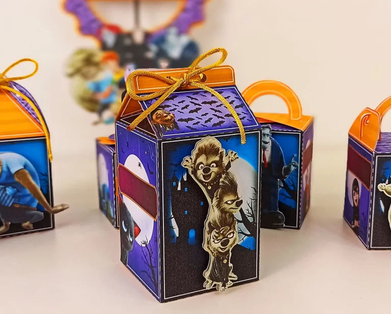 Caixinhas personalizadas de monstros prontas para impressão e recorte no Silhouette Studio.