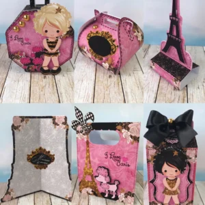Kit digital de personalizados temáticos no tema Paris em Studio e PDF.