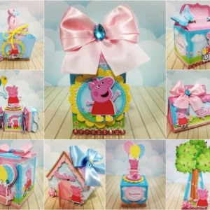 Moldes de caixas e embalagens finas da Peppa Pig nos formatos Studio e PDF.