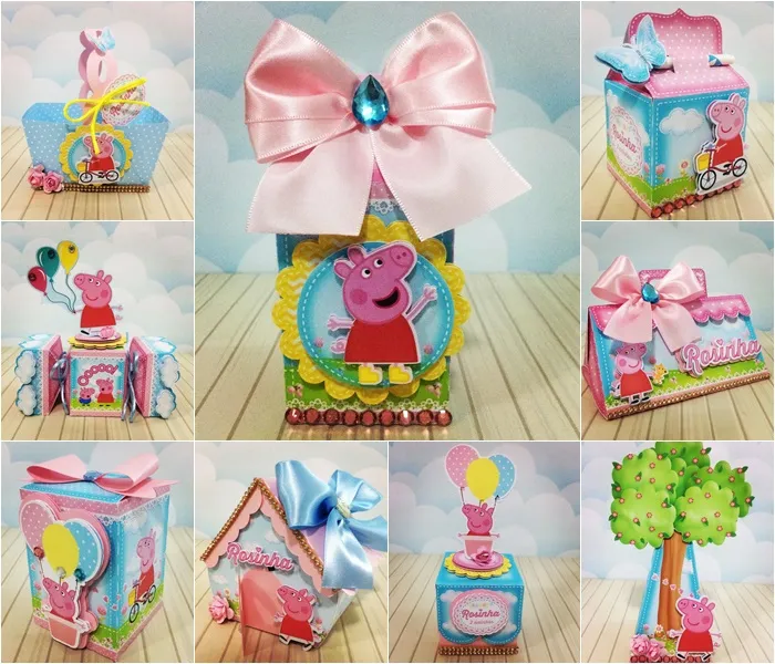 Moldes de caixas e embalagens finas da Peppa Pig nos formatos Studio e PDF.