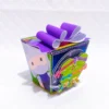 Maquete digital de caixas personalizadas e elementos decorativos de festa infantil do tema Tartarugas Ninjas com linhas de vinco e máscaras coloridas prontas para recortar.