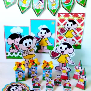 Embalagem de papel personalizada no tema Magali para lembrancinhas de festas e decoração.