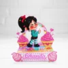 Topper de bolo da personagem Vanellope em camadas para decoração de festas em formato Studio e PDF.