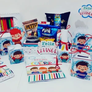 Kit de personalizados e topper para decoração de festa infantil tema Dia das Crianças em arquivo digital.