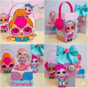 Kit digital de personalizados infantis no tema Lol Surprise para o programa Silhouette Studio.