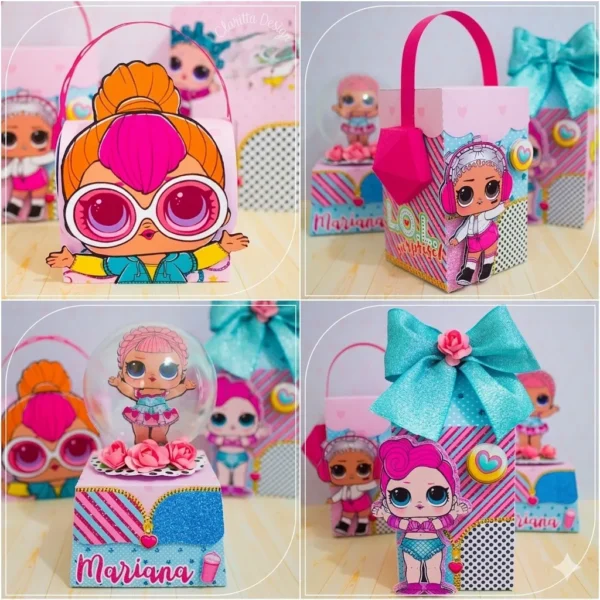 Kit digital de personalizados infantis no tema Lol Surprise para o programa Silhouette Studio.