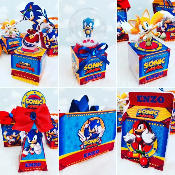 Enfeites, tags e embalagens de mimos do Sonic nos formatos prontos Studio e PDF.