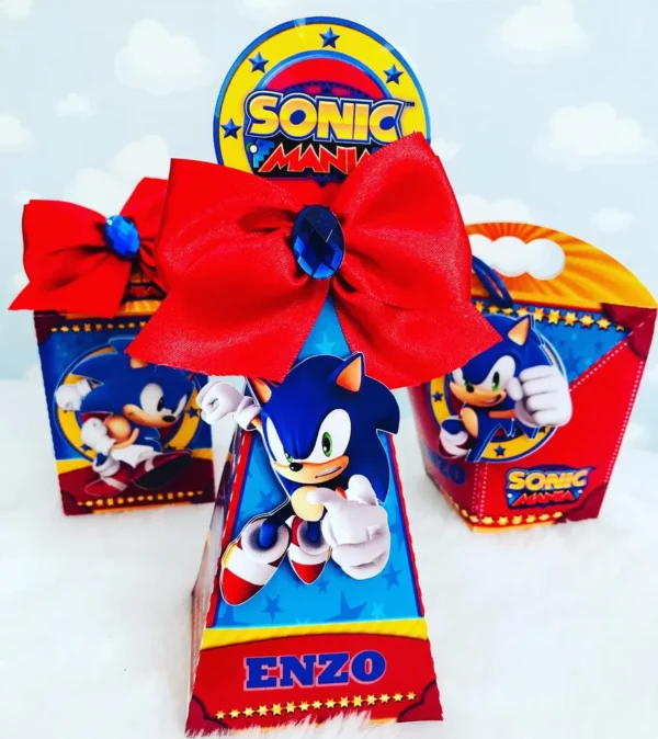 Caixinhas personalizadas do Sonic prontas para impressão e recorte em Studio e PDF.