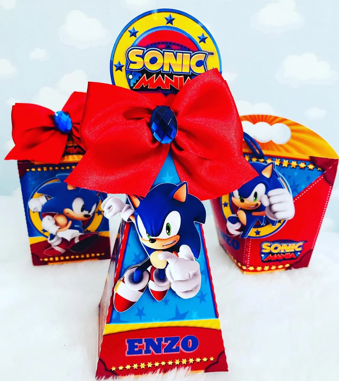Caixinhas personalizadas do Sonic prontas para impressão e recorte em Studio e PDF.