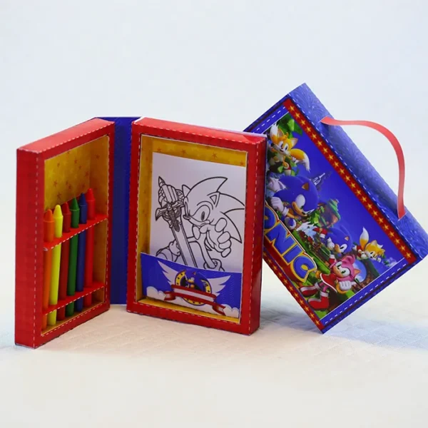 Moldes de caixas e embalagens decoradas do Sonic prontas para recortar em Studio e PDF.