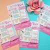 Rótulo digital para bala com fundo rosa suave decorado com pequenos corações brancos, trazendo ao centro o icônico laço da campanha e a frase motivacional "Se cure, se ame, se cuide" em arquivo digital.