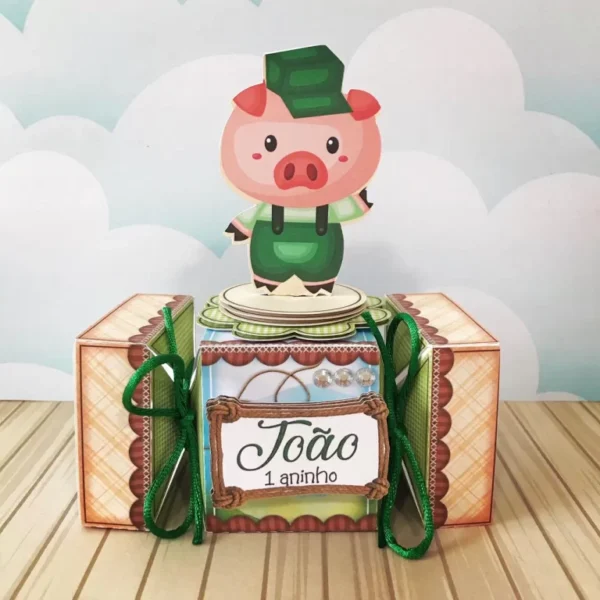 Moldes práticos de scrapfesta para centro de mesa dos Três Porquinhos em Studio e PDF.